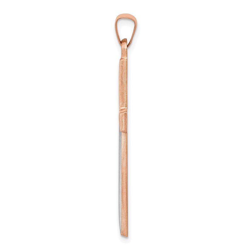 14k Rose Gold and White Rhodium Cross Pendant
