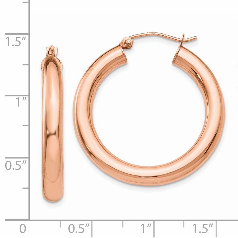 14k Rose Gold 4x30mm Polished Tube Hoop Earrings
