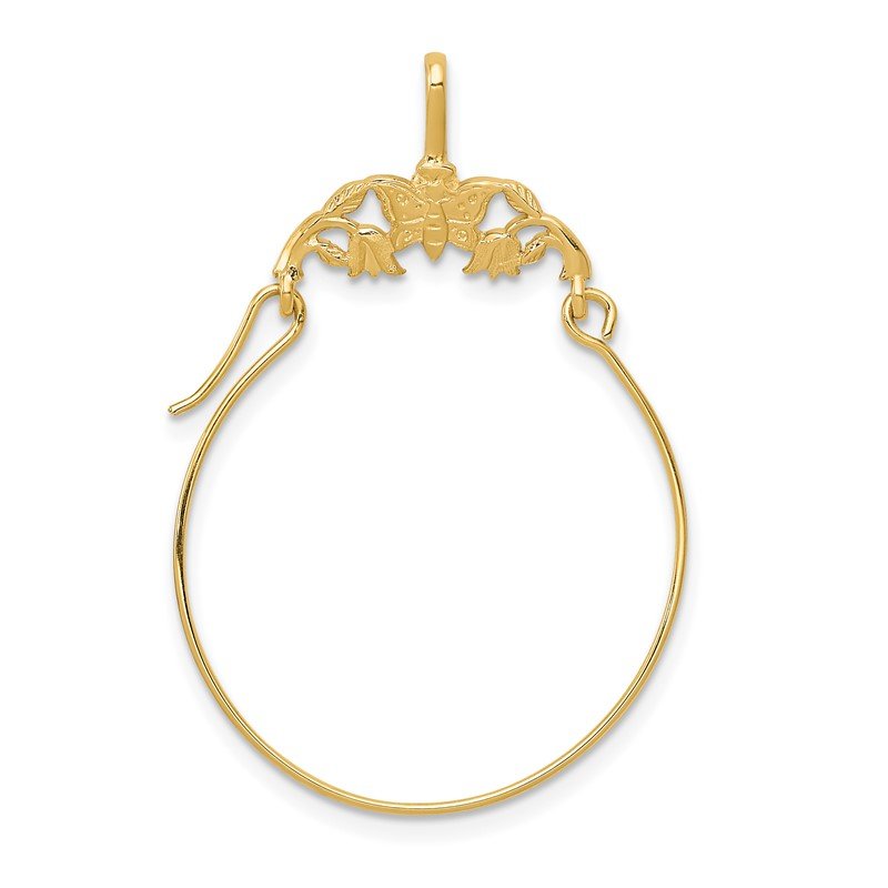 14k Polished Butterflies Charm Holder Pendant