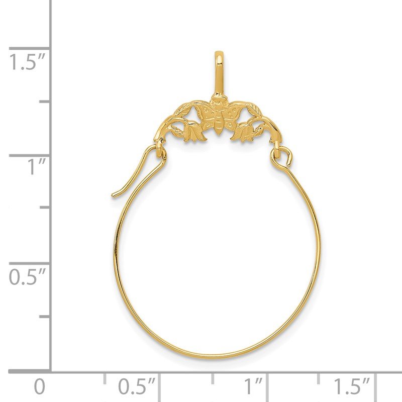 14k Polished Butterflies Charm Holder Pendant