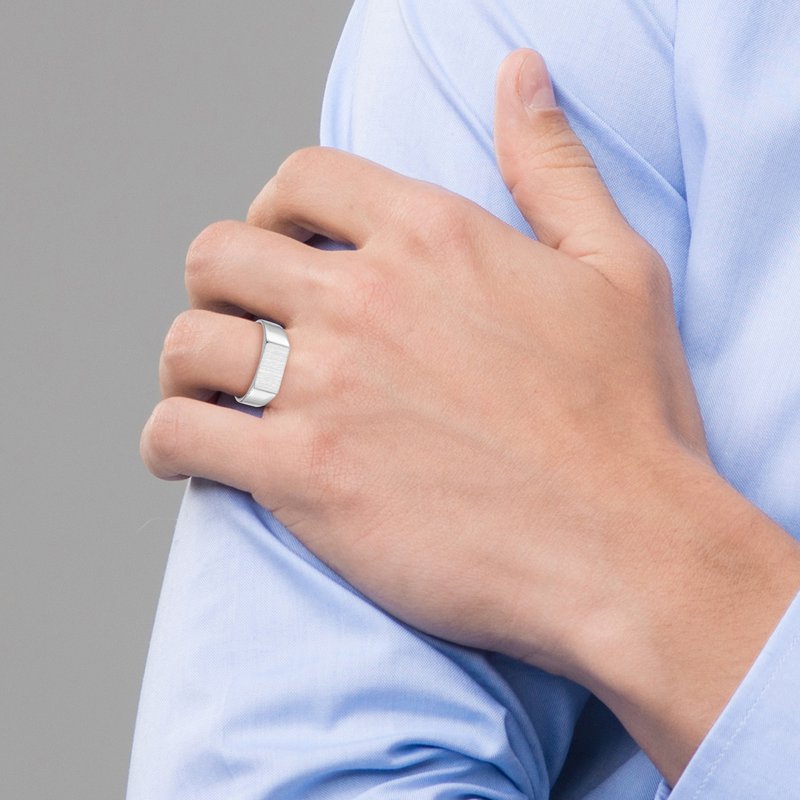 14k White Gold 10.5x5.5mm Closed Back Signet Ring