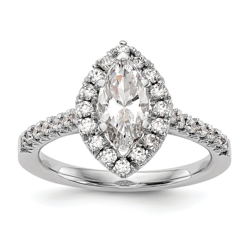 14K White Gold 1/3 carat Lab Grown Diamond VS+ F+ Semi-Mount Marquise Halo Engagement Ring