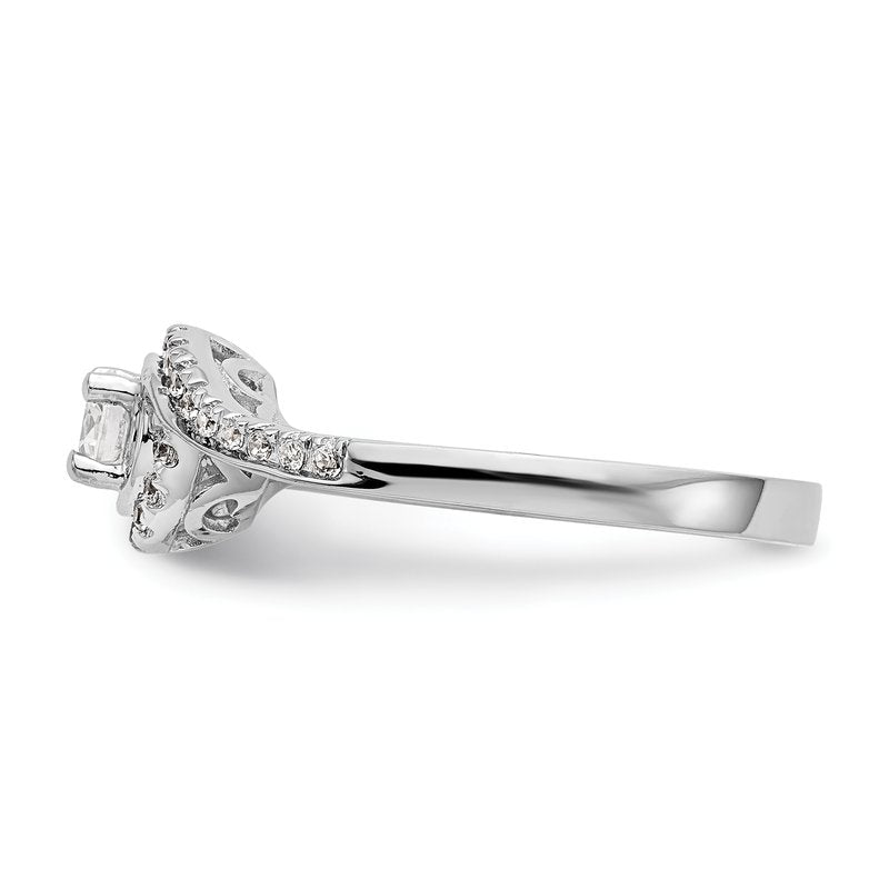 14K White Gold 1/4 carat Lab Grown Diamond VS/SI  D E F  Semi Mount Round By-Pass Engagement Ring