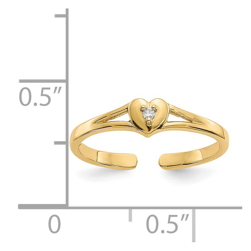 14k White Gold .01ct Diamond Heart Toe Ring
