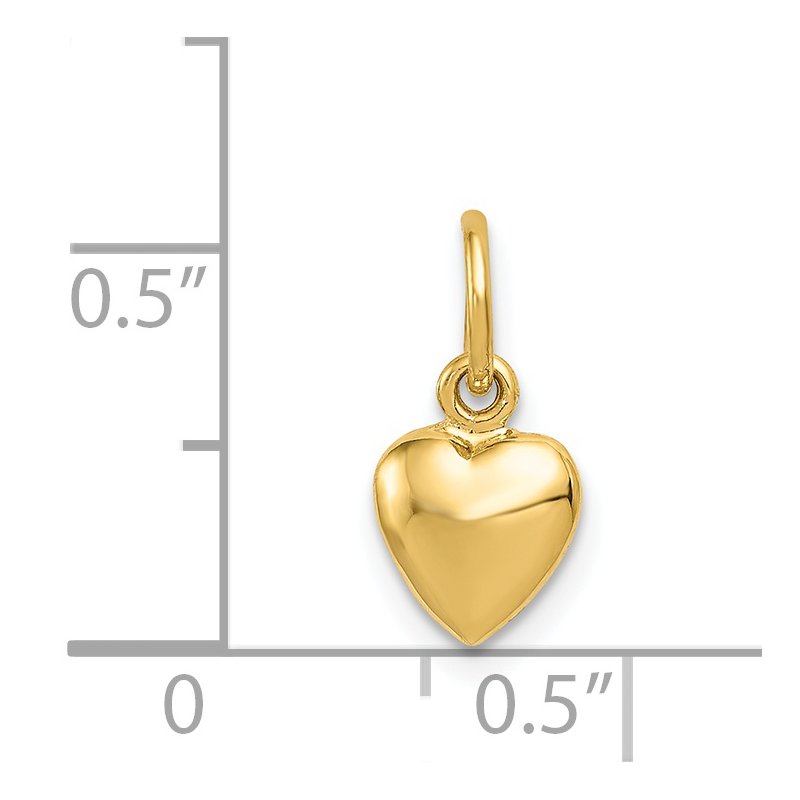 14K Polished 3-D Puffed Heart Charm