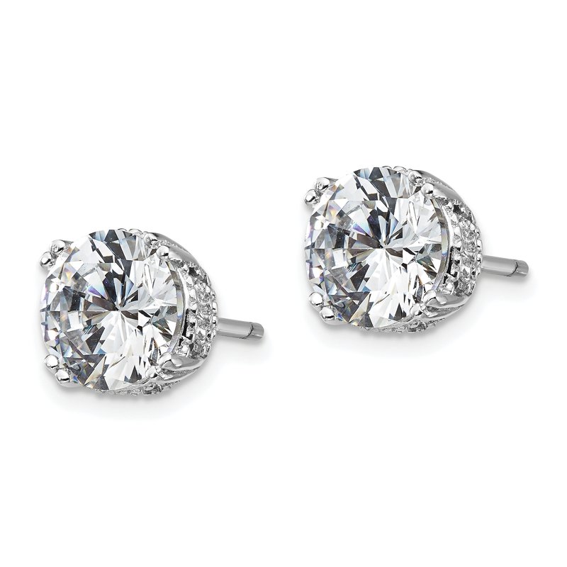 Sterling Silver Rhodium-plated Brilliant-cut 8mm CZ Stud Post Earrings