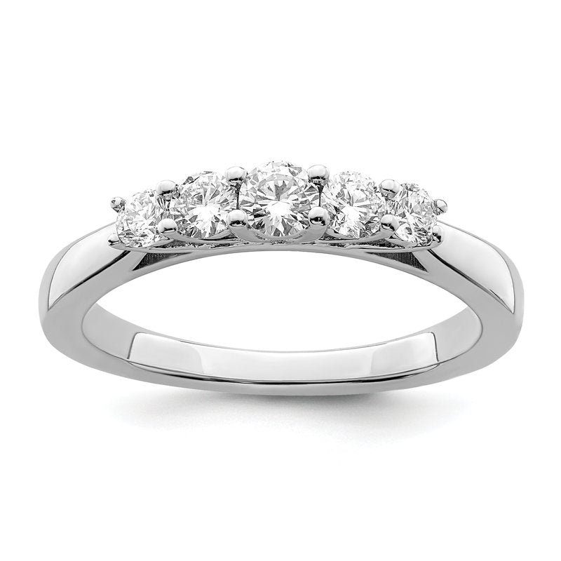 14K White Gold 3/4 carat Lab Grown Diamond VS/SI  D E F  5 Stone Ring