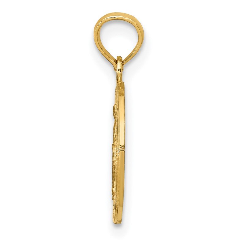 14k Polished and Satin Solid Miraculous Medal Round Pendant