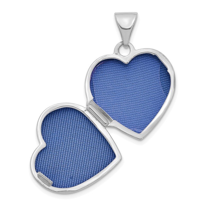 14K White Gold with Diamond 16mm Heart Locket