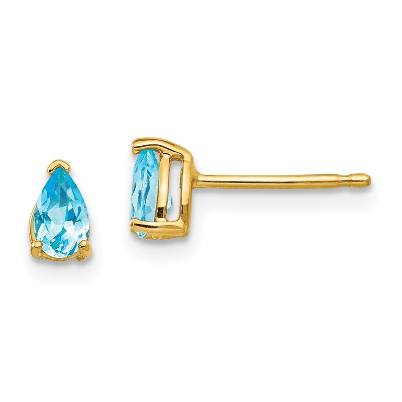 14k 5x3mm Pear Blue Topaz Post Earrings