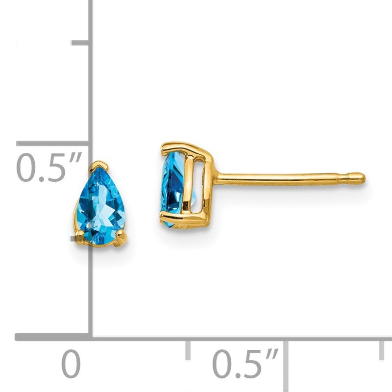 14k 5x3mm Pear Blue Topaz Post Earrings