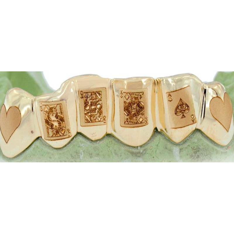 solid, poker card engraved grill