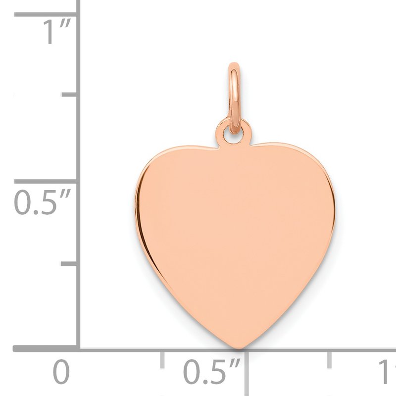 14K Rose Gold Polished Engravable 16mm Heart Disc Pendant