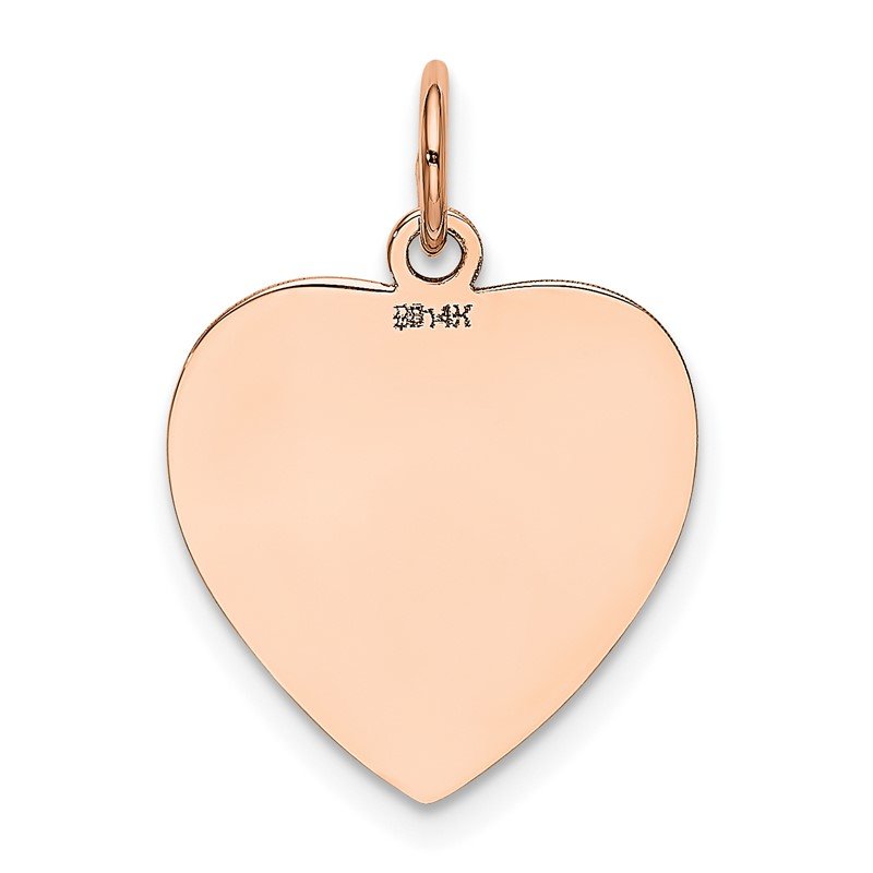 14K Rose Gold Polished Engravable 16mm Heart Disc Pendant