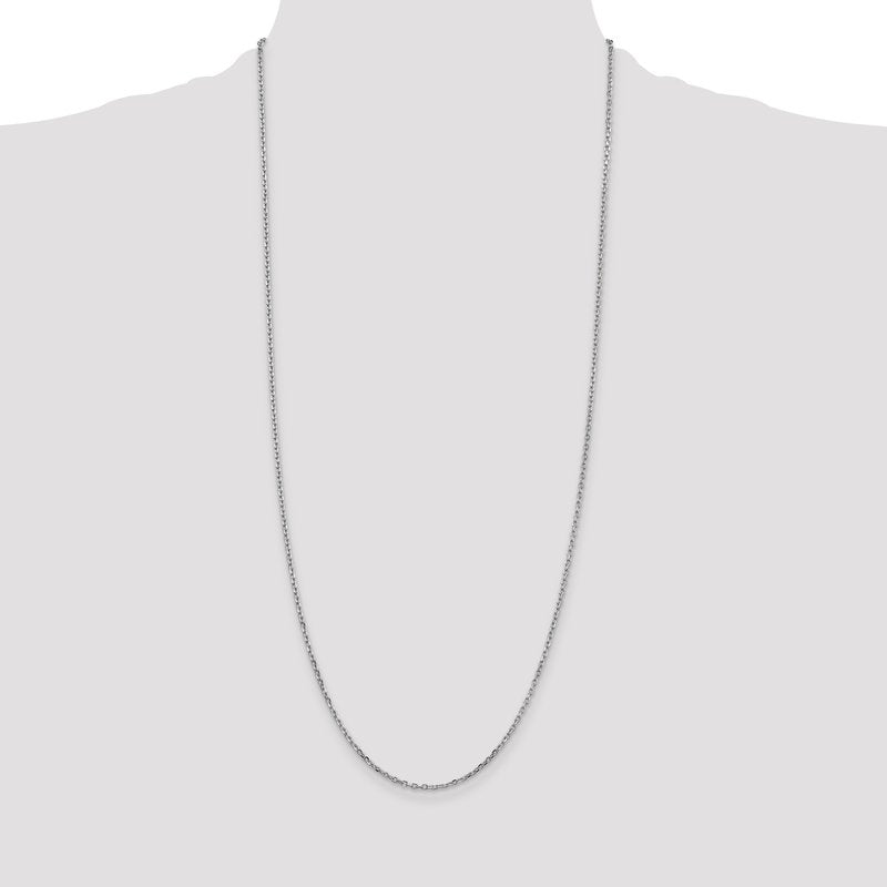 14K White Gold 26 inch 1.8mm Diamond-cut Round Open Link Cable with Lobster Clasp Chain