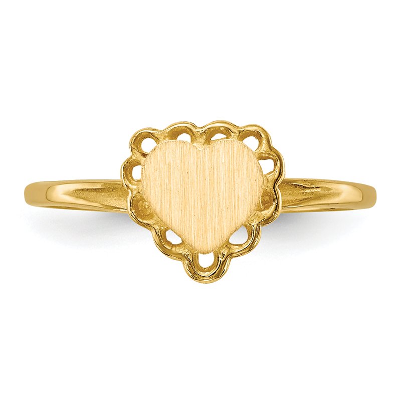 14k 6.5x6.0mm Open Back Heart Signet Ring