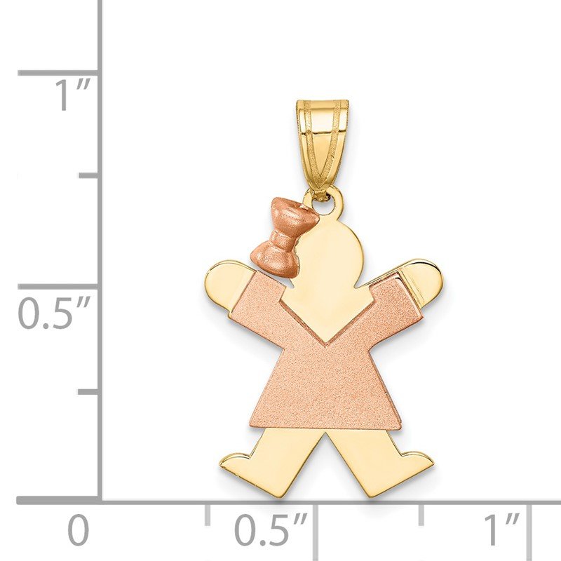 14k Two-tone The Kids Small Girl with Bow on Left Engravable Joy Charm