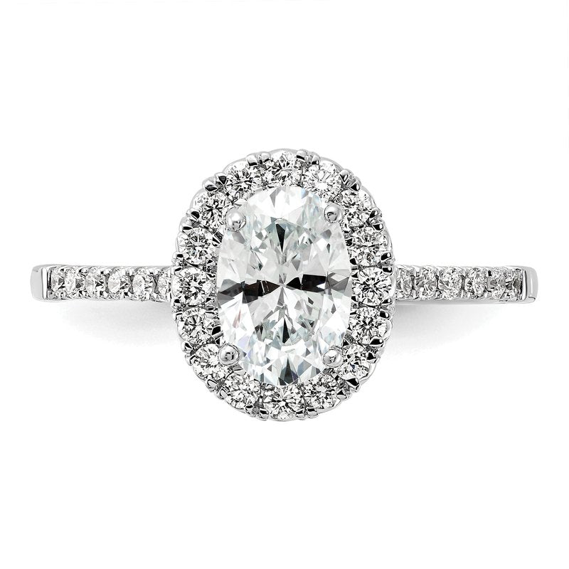 14K White Gold 1/3 carat Lab Grown Diamond VS+ F+ Semi-Mount Oval Halo Engagement Ring