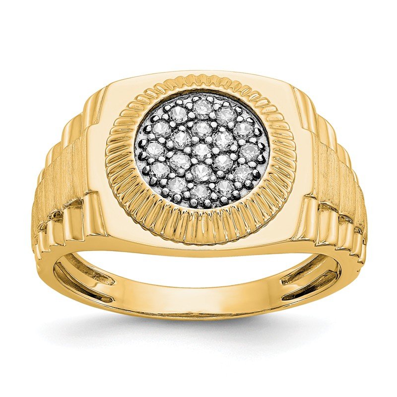 14K White Gold Men's 1/4 carat Lab Grown Diamond VS+ F+ Complete Heirloom Ring