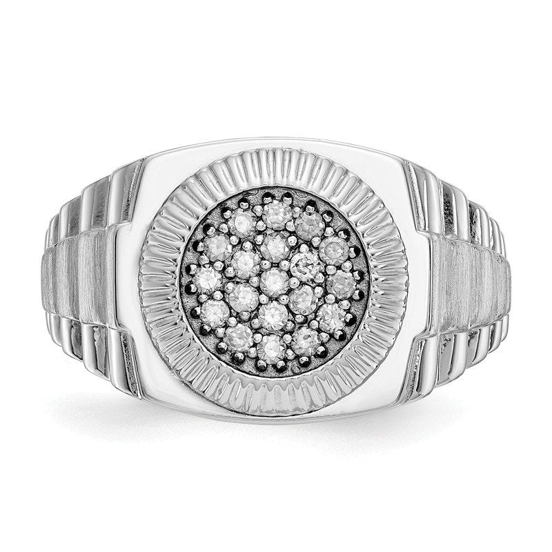 14K White Gold Men's 1/4 carat Lab Grown Diamond VS+ F+ Complete Heirloom Ring