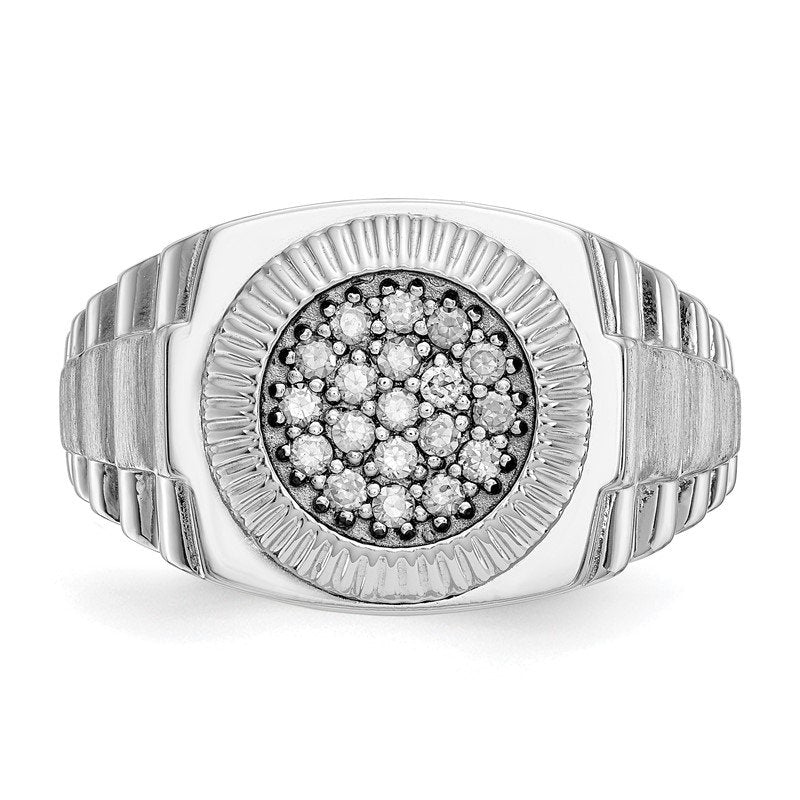 14K White Gold Men's 1/4 carat Lab Grown Diamond VS+ F+ Complete Heirloom Ring