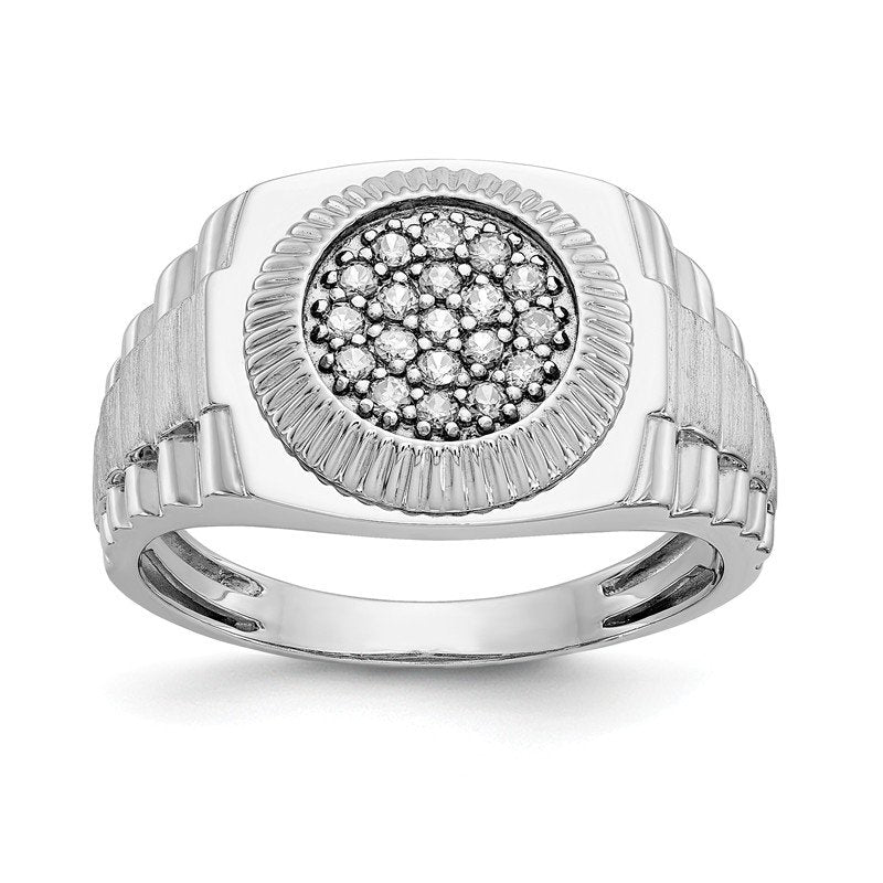 14K White Gold Men's 1/4 carat Lab Grown Diamond VS+ F+ Complete Heirloom Ring