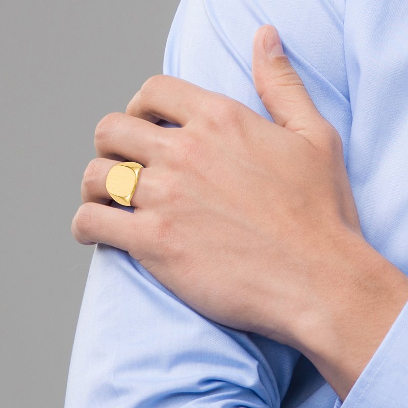 14k 17.0x16.0mm Closed Back Mens Signet Ring
