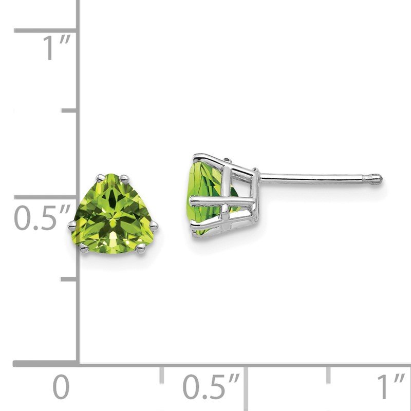 14k White Gold 6mm Trillion Peridot Post Earrings