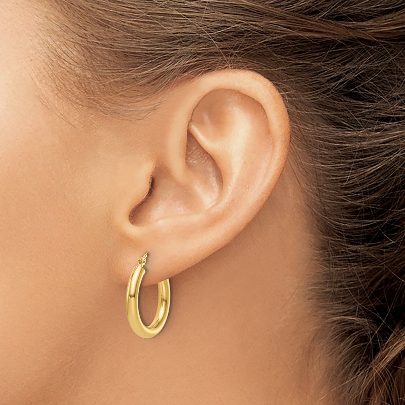 14K Polished 3mm Hoop Earrings