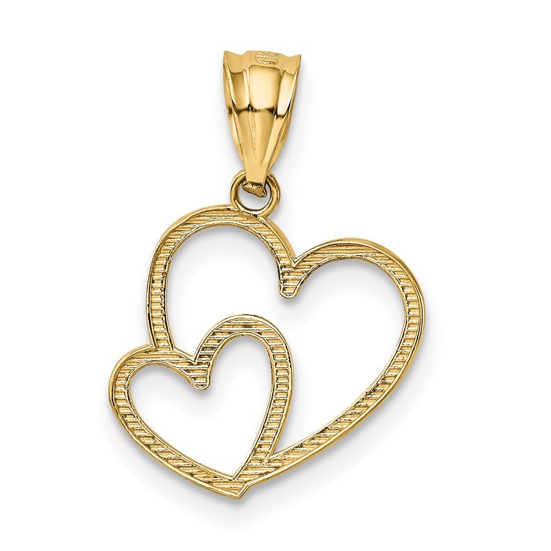 14K Polished Double Heart Pendant