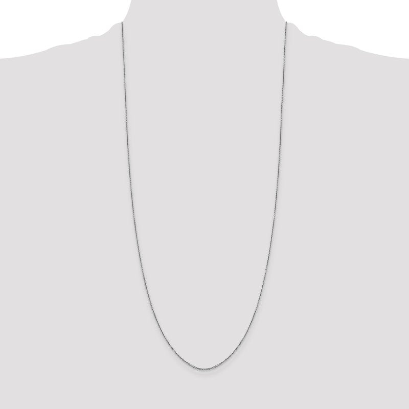 14K White Gold 26 inch .9mm Diamond-cut Round Open Link Cable with Lobster Clasp Chain