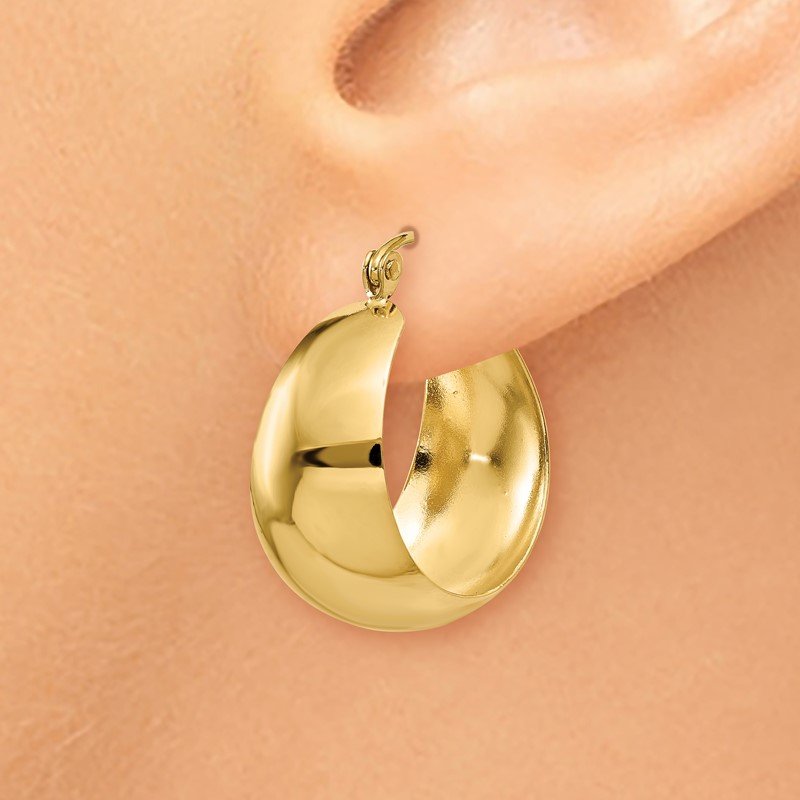 14k Polished 10.5mm Tapered Hoop Earrings