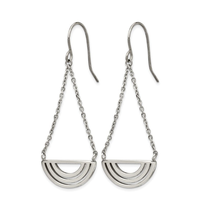 Stainless Steel Polished Dangle Shepherd Hook Earrings