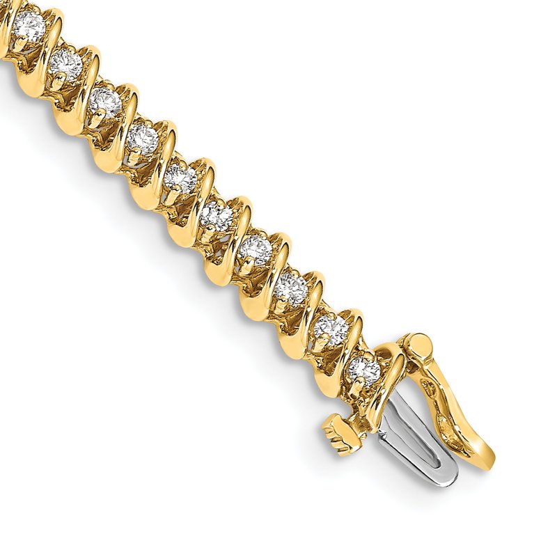 14k Complete 1.95 carat Round AA Diamond Fancy Spiral 7 inch Tennis Bracelet