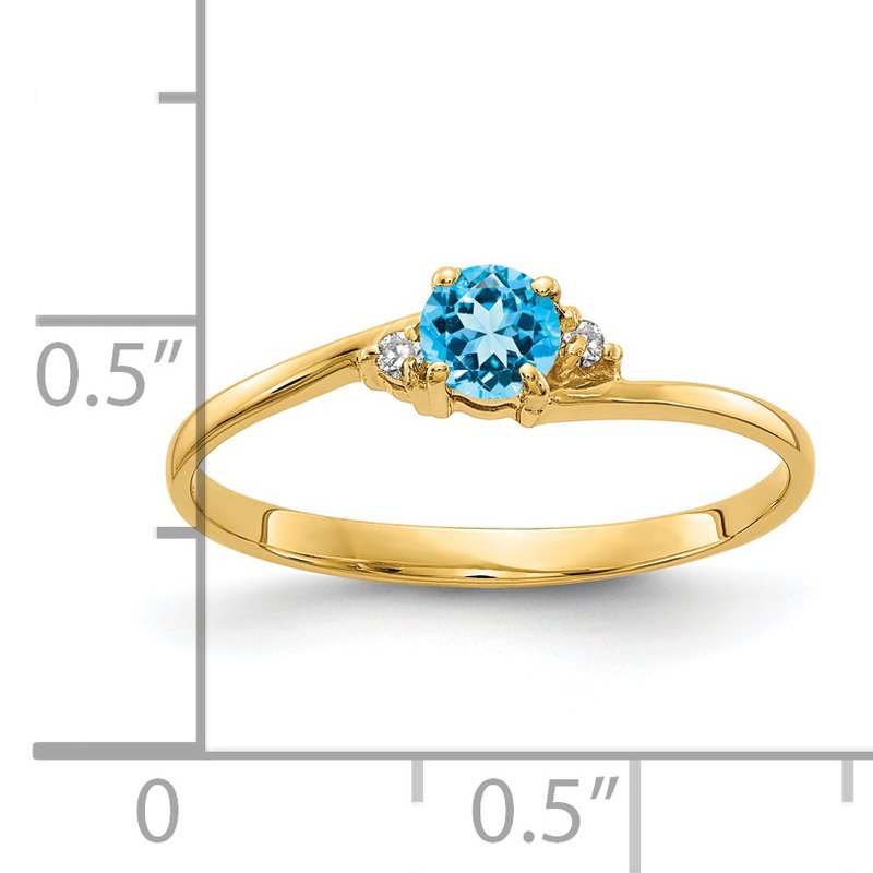 14k 4mm Blue Topaz VS Diamond ring