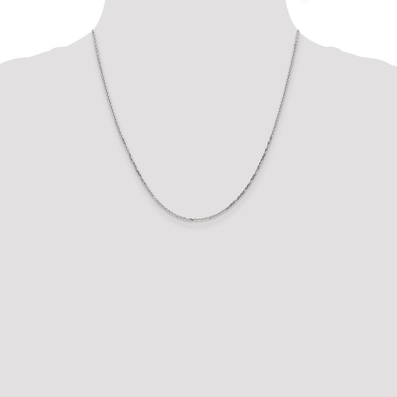 14K White Gold 26 inch 1.4mm Diamond-cut Round Open Link Cable with Lobster Clasp Chain