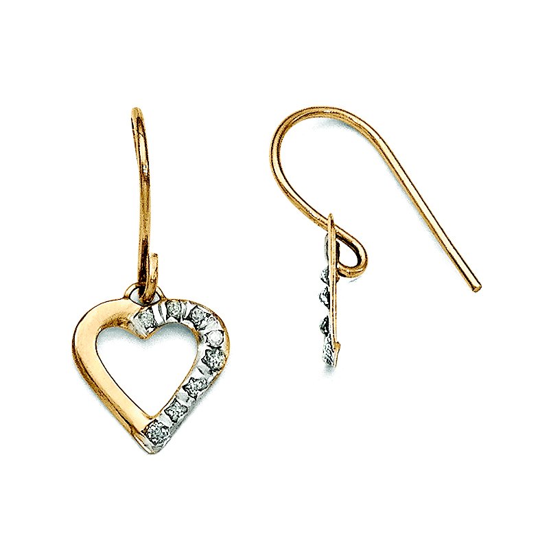 14k Diamond Fascination Heart Earrings