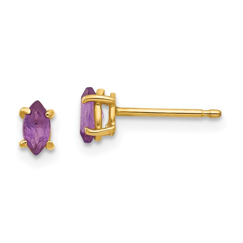 14k 5x2.5mm Marquise Amethyst Post Earrings