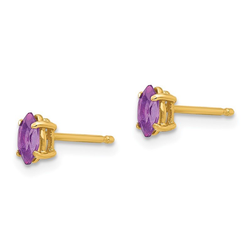 14k 5x2.5mm Marquise Amethyst Post Earrings