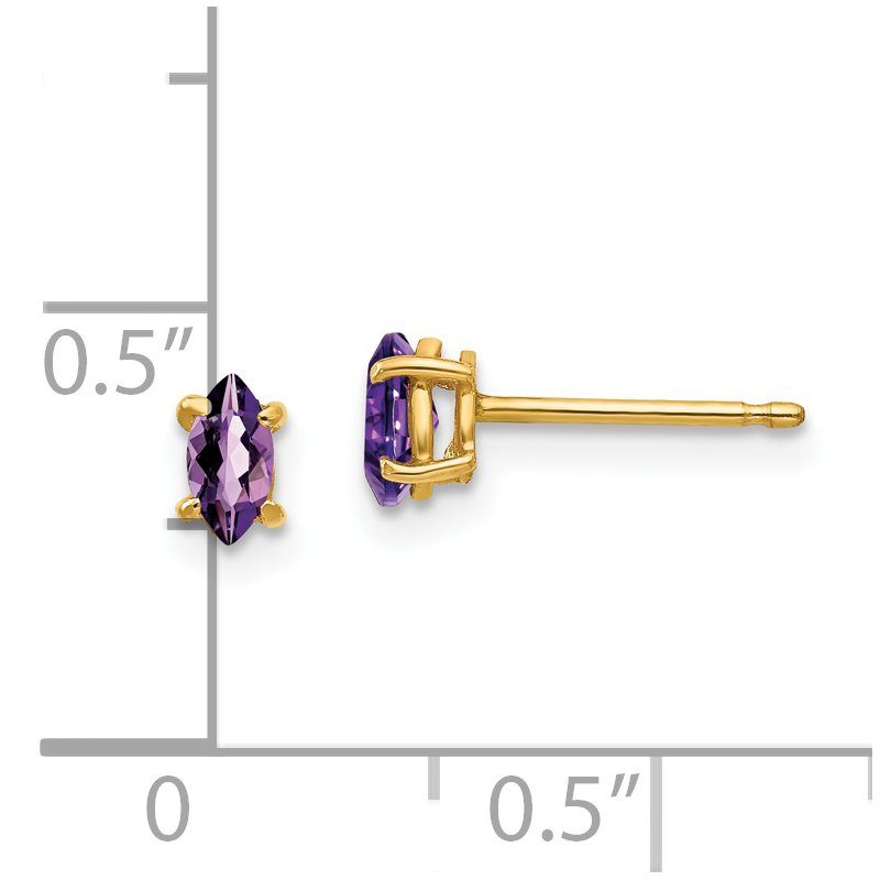 14k 5x2.5mm Marquise Amethyst Post Earrings