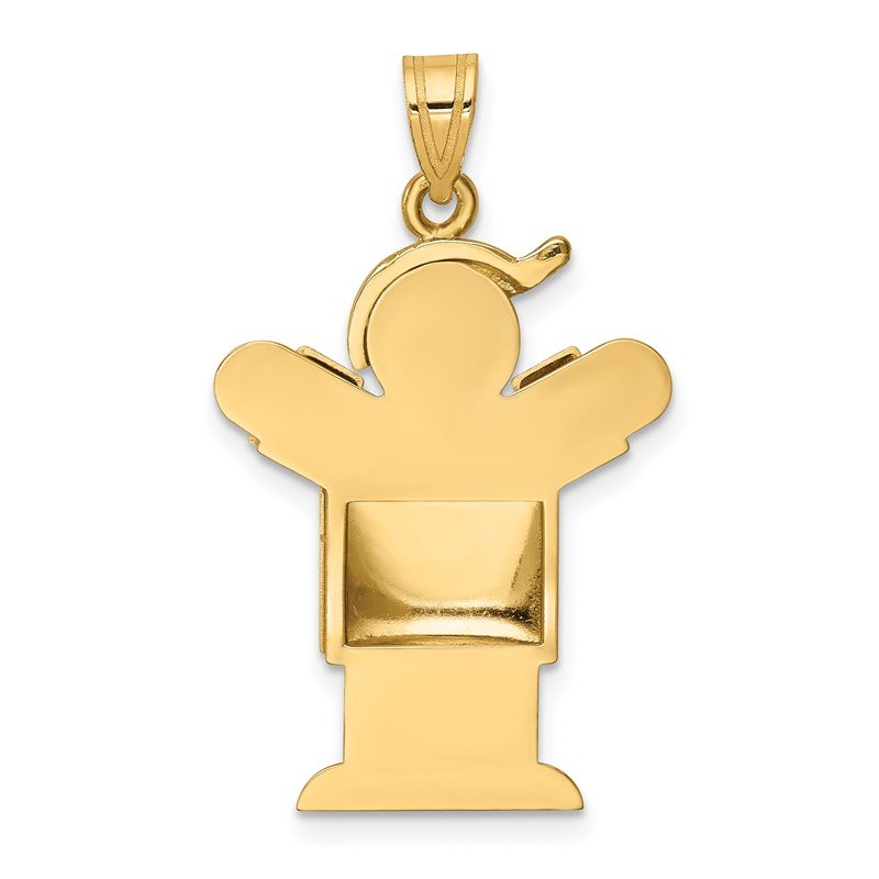 14k The Kids Puffed Boy with Hat on Right Engravable Love Charm