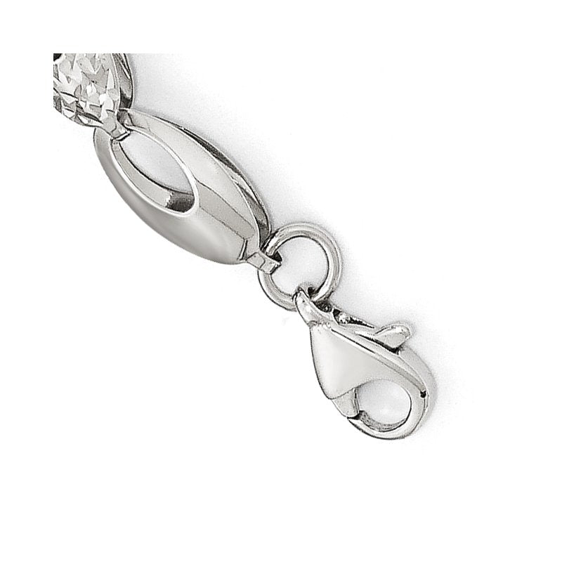 14K White Gold Polished and D/C Bracelet
