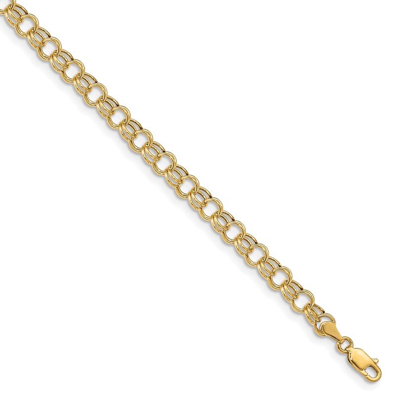 14k 6mm Hollow Double Link 7 inch Charm Bracelet