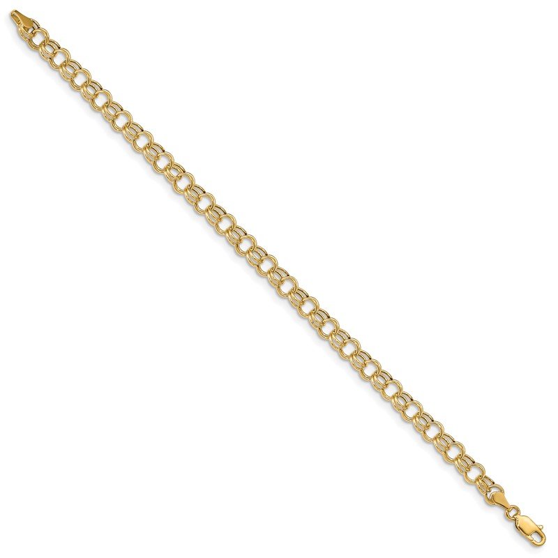 14k 6mm Hollow Double Link 7 inch Charm Bracelet