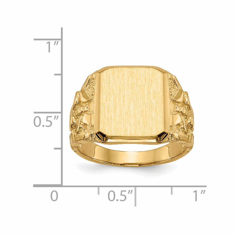 14k 13.0 x 14.0mm Open Back Mens Signet Ring