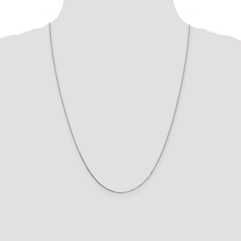 14K White Gold .8mm Box with Lobster Clasp Chain