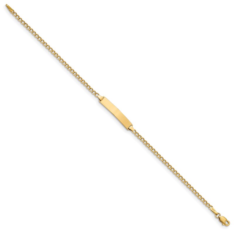 14k Polished Semi-Solid Chain/Solid Plate Cuban Link 20x4.5mm Plate 5.5 inch Baby/Child ID Bracelet