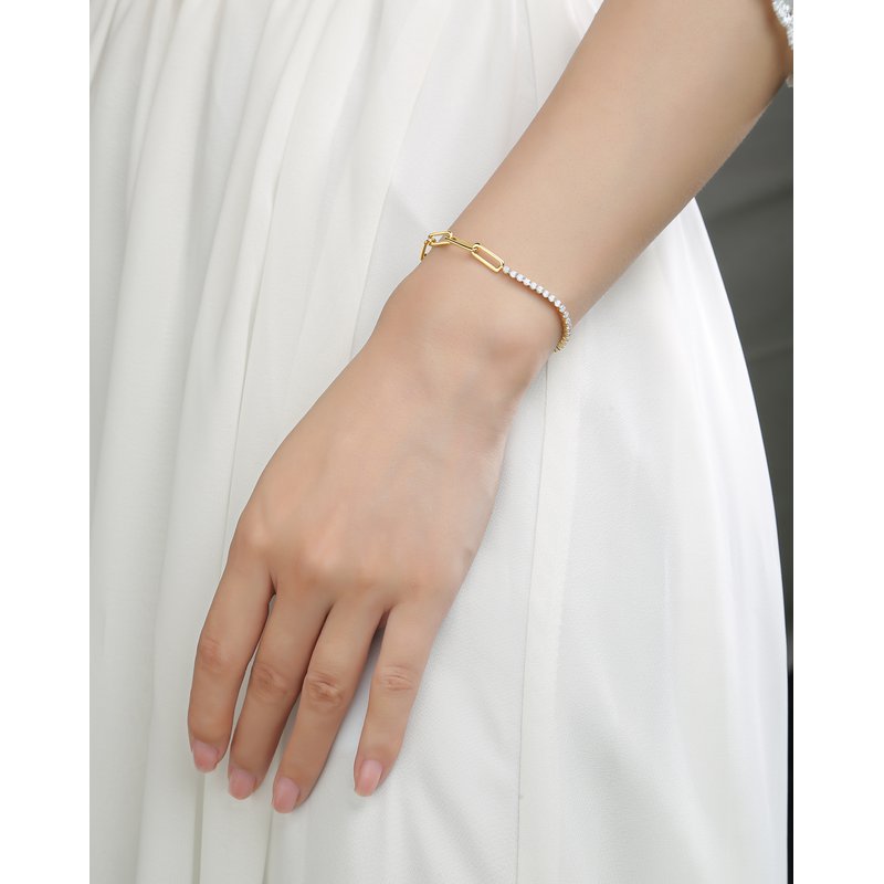 Smiling Rocks 1.24Ct E-F/SI1 Lab Grown Diamond Linking Chain Bracelet