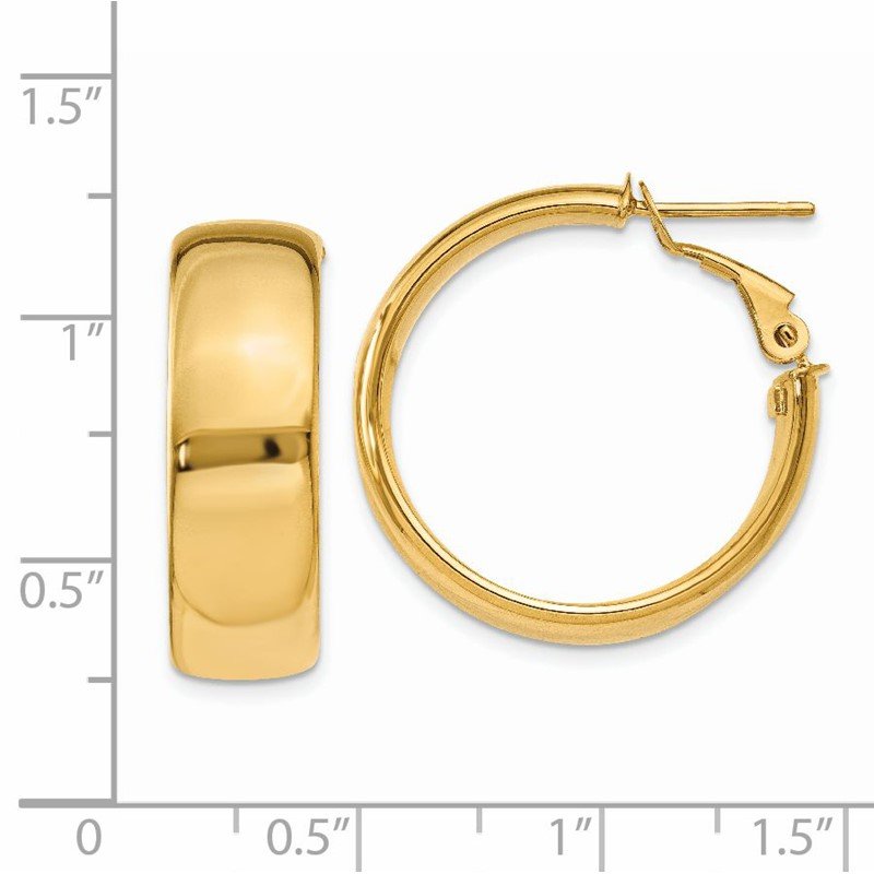 14k 7.75mm Omega Back Hoop Earrings