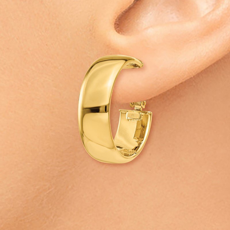 14k 7.75mm Omega Back Hoop Earrings